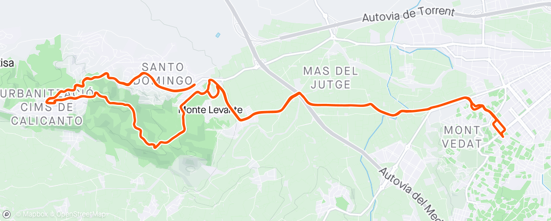 Map of the activity, Calicanto por pista y por carretera