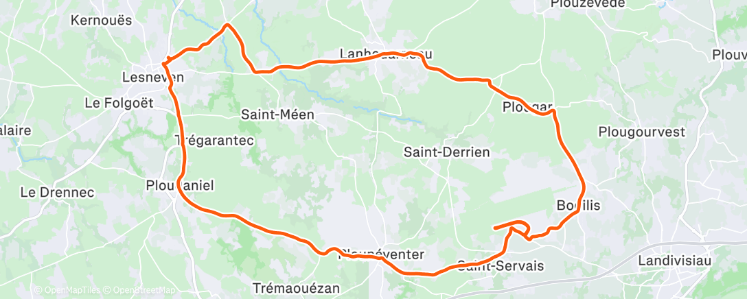 Map of the activity, Sortie vélo le matin