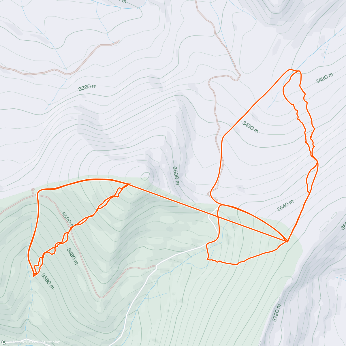 Map of the activity, Backcountry hybrid ski laps