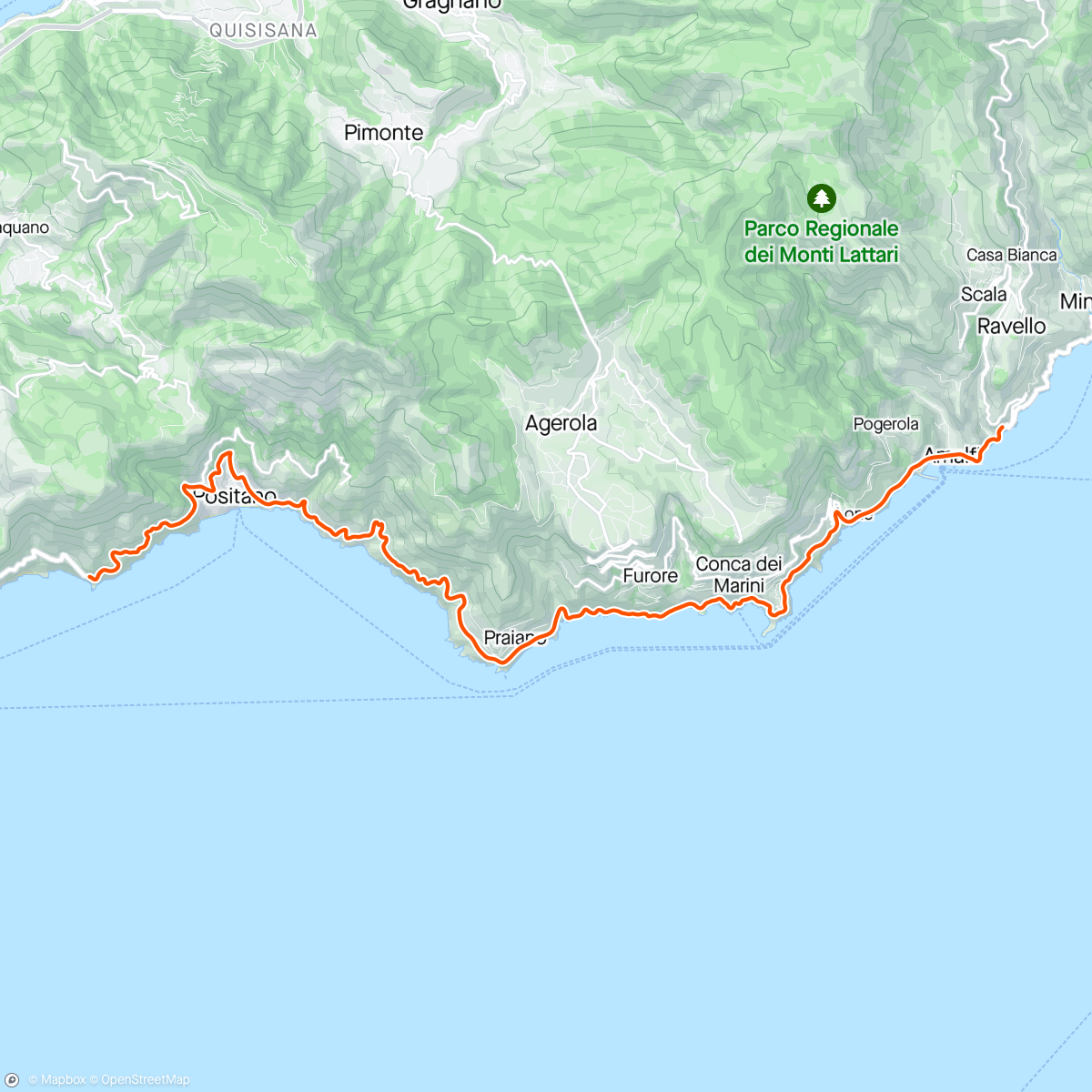 Map of the activity, BKOOL - Positano - Castiglione