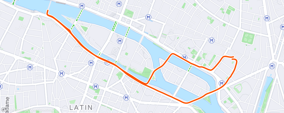 Map of the activity, Course à pied en soirée