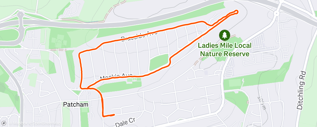 Map of the activity, Afternoon Run Brighton, England ☁️