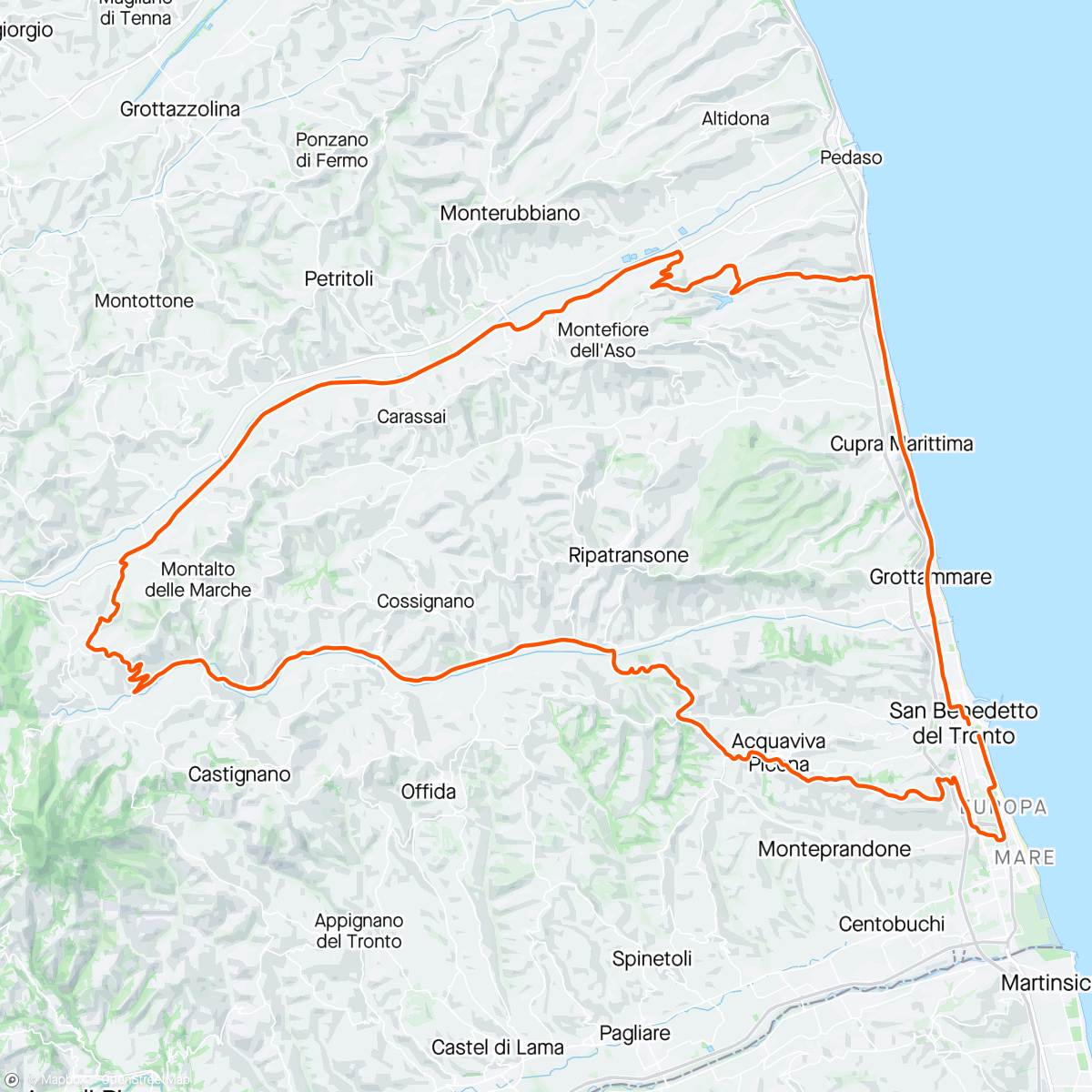 Map of the activity, Giro mattutino  san benedetto del Tronto percorso unico 4 categoria e 7 assoluta.🤣😜
