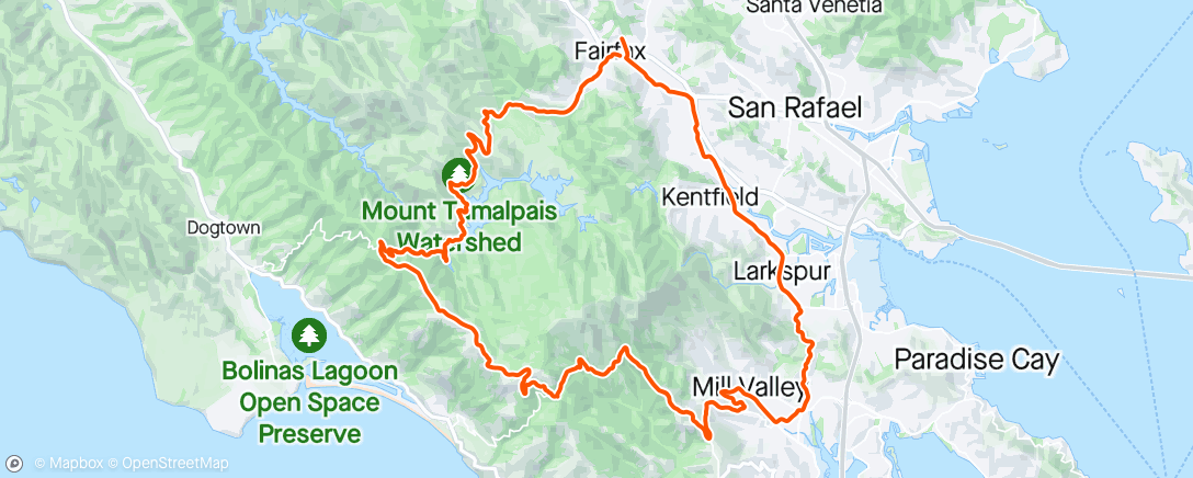 Map of the activity, Road intervals on the mtb