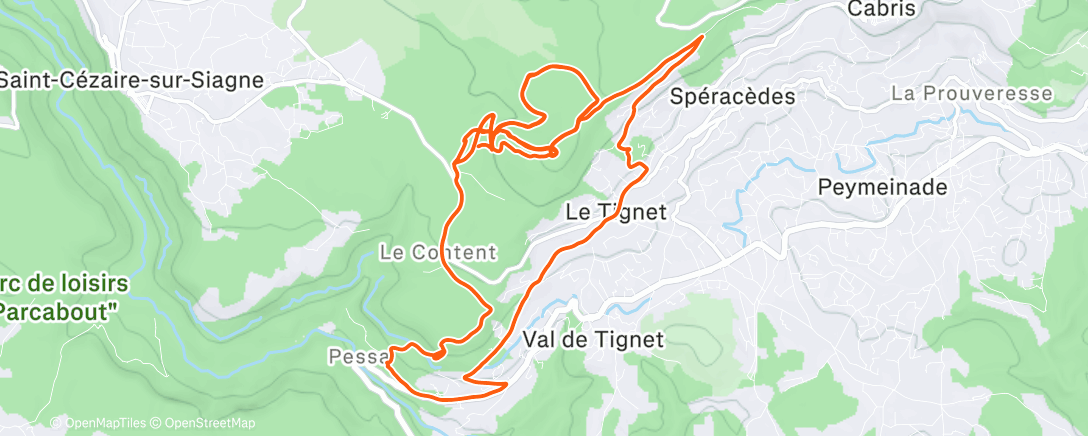 Map of the activity, Saint-Cézaire-sur-Siagne trajet