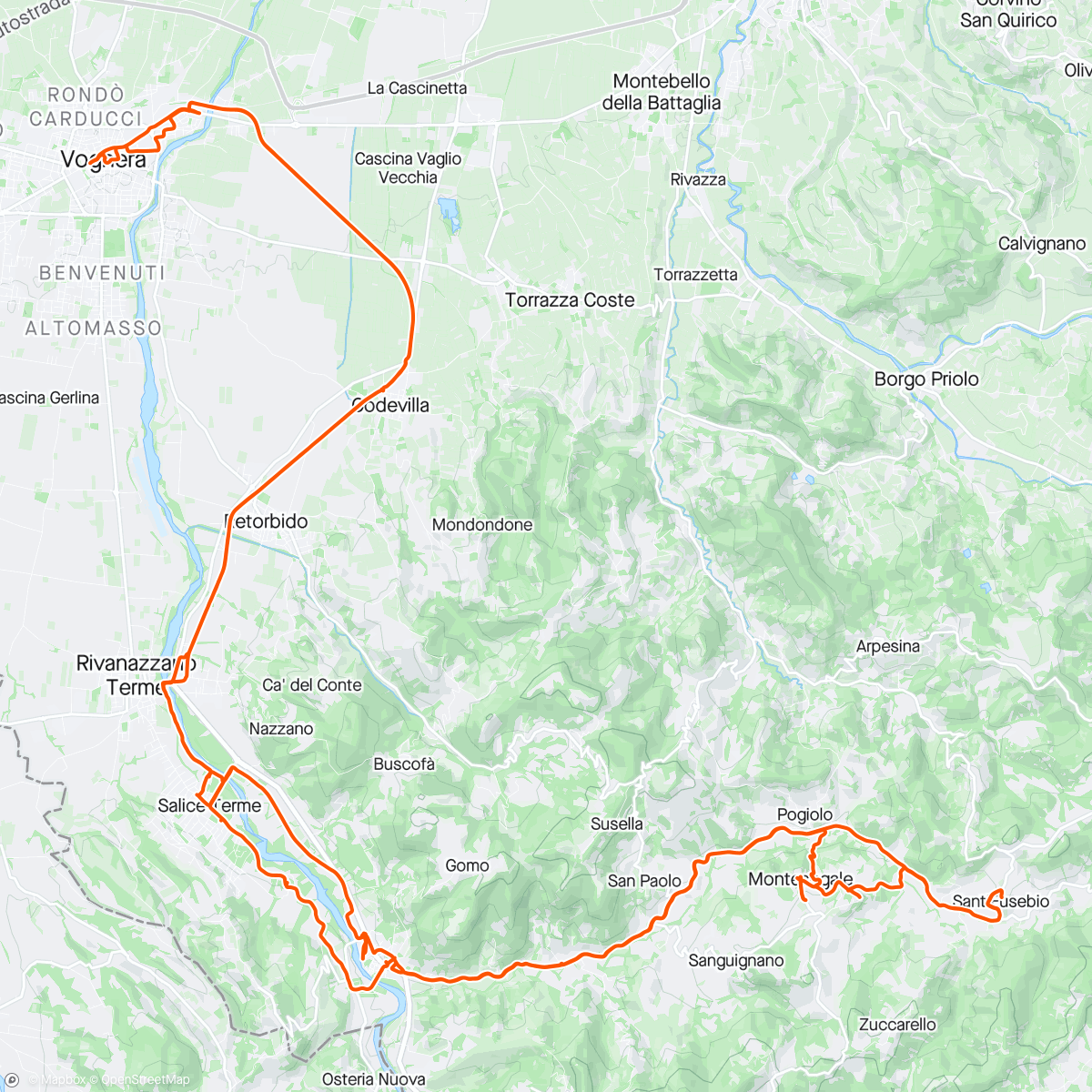 Mapa de la actividad, Greenway to Montesegale e San Eusebio