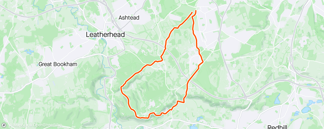 Map of the activity, Lunch Run - Epsom Downs - 50km weekend