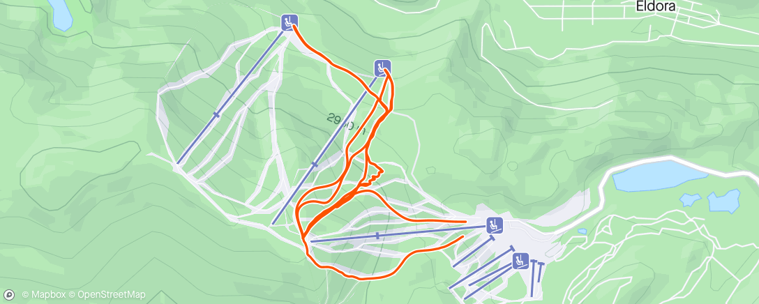 Map of the activity, Post-clinic/demo on Eldora closing day and best day of the season!