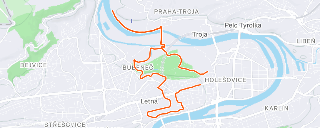 Map of the activity, Afternoon Run