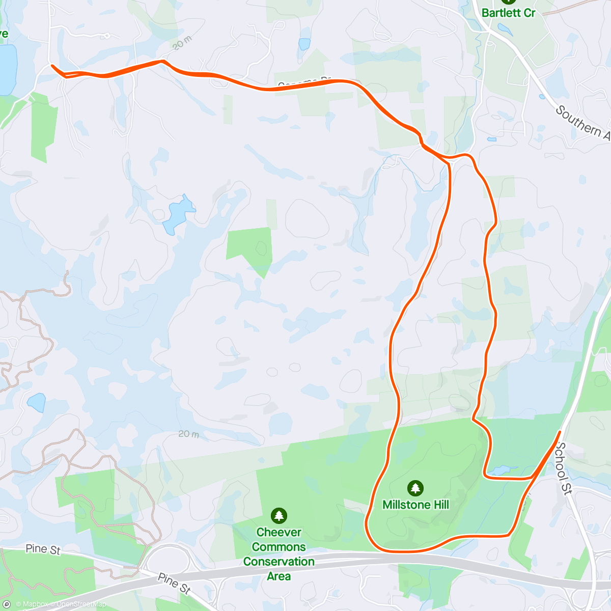 Map of the activity, Manchester- Essex Woods