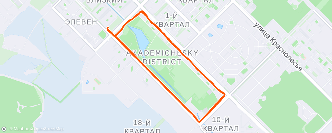 Map of the activity, 3 х 3000м 4:10 -> 4:00/км / 600м