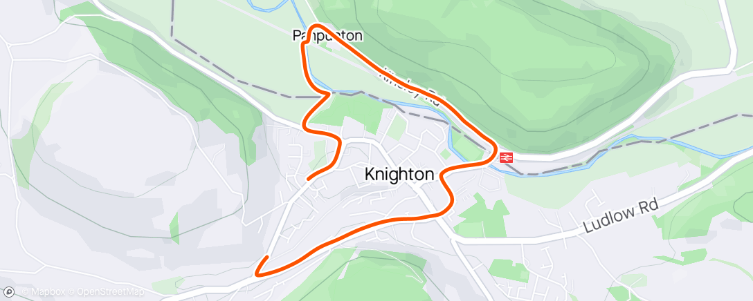 Karte der Aktivität „Run round Knighton….first run since December! Where has the time gone!”