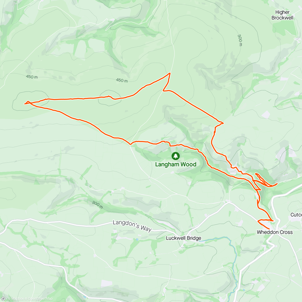 Map of the activity, Dunkery Beacon