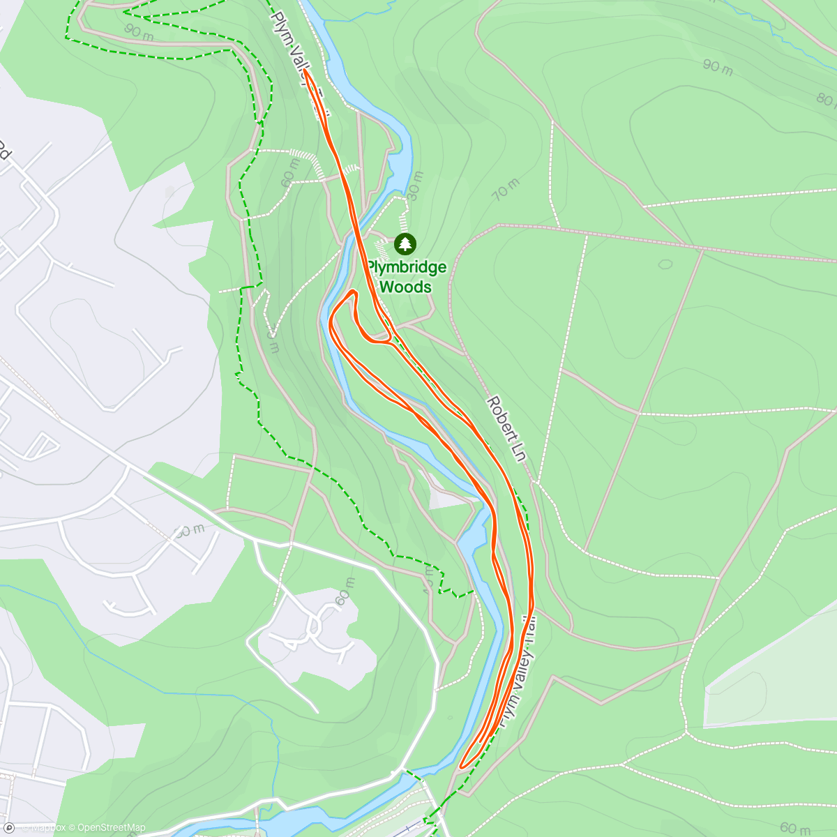 Mapa de la actividad (Plymbridge parkrun)