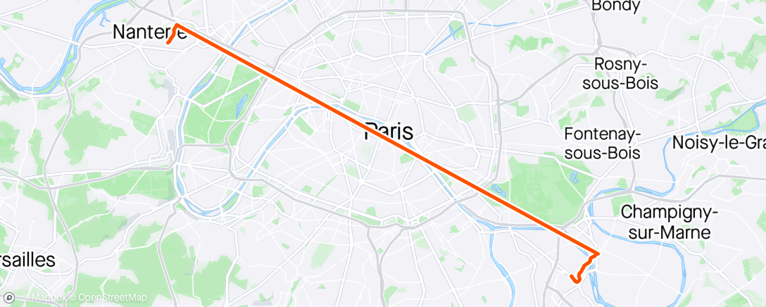 Map of the activity, Ride-RER-Ride A