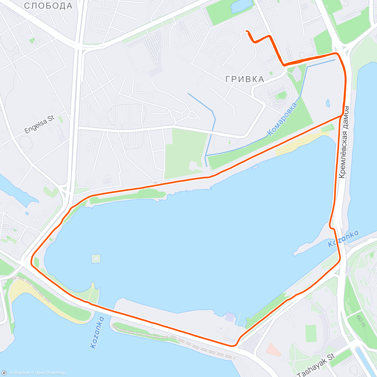 Map of the activity, Afternoon Run