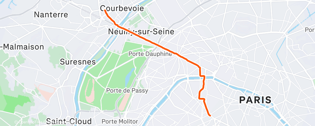 Map of the activity, Afternoon Run