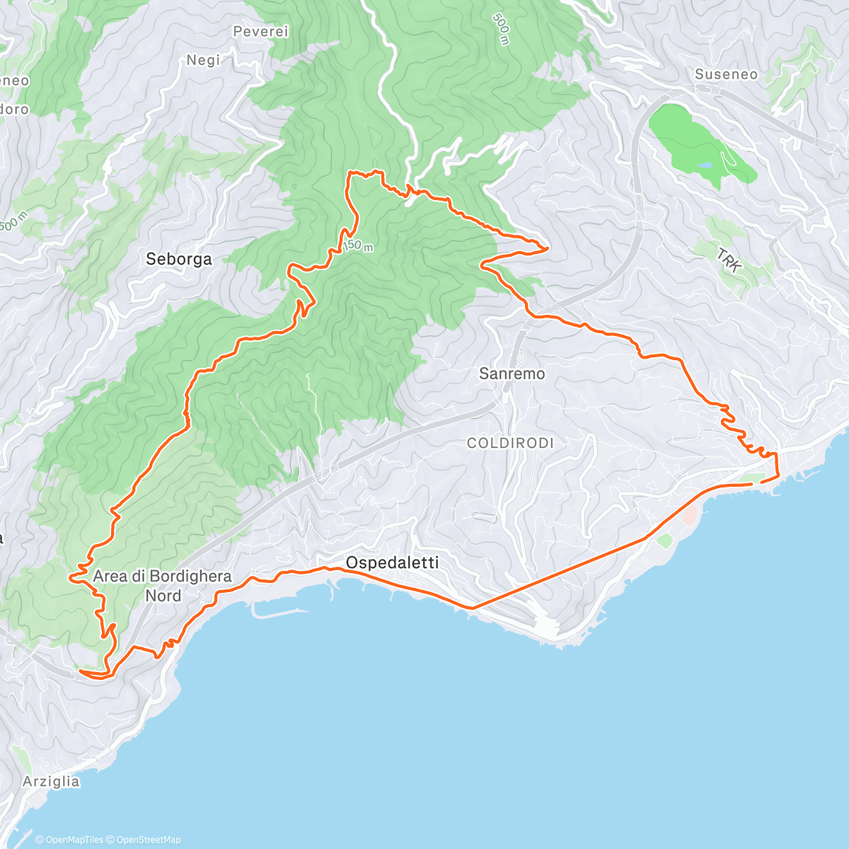 Map of the activity, Sanremo Longo ☕️🤌