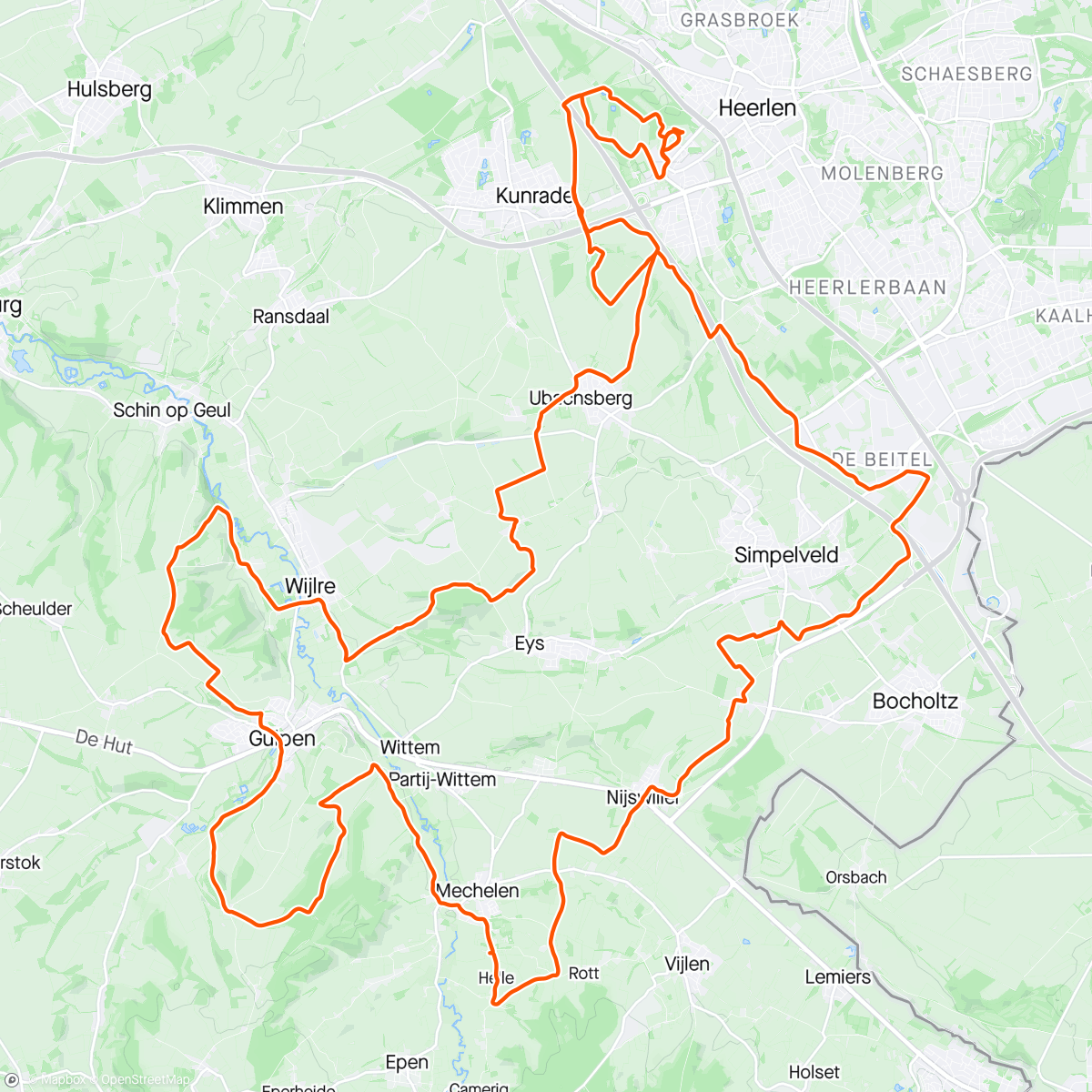 Map of the activity, 25 mei 2024. MTB. Limburgs Mooiste 2024