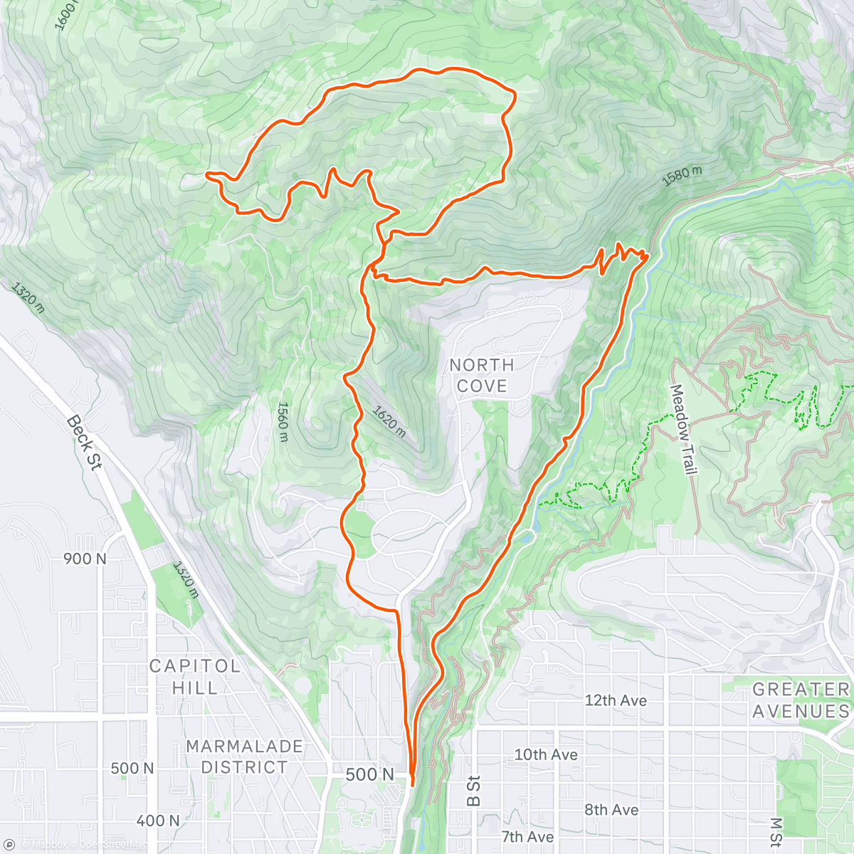 Map of the activity, Afternoon Trail Run