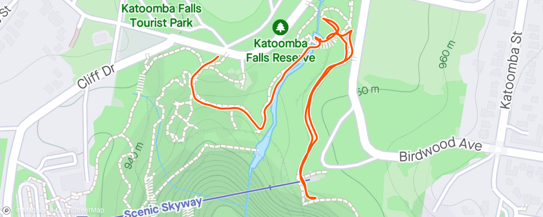 Map of the activity, Katoomba Falls night walk