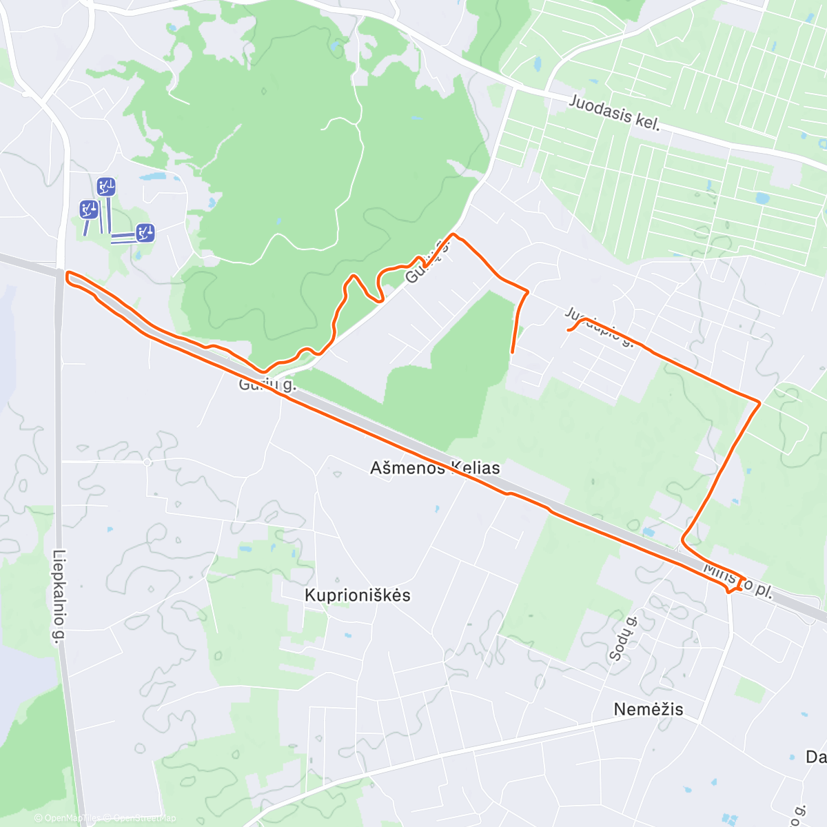 Map of the activity, Sunny day Run