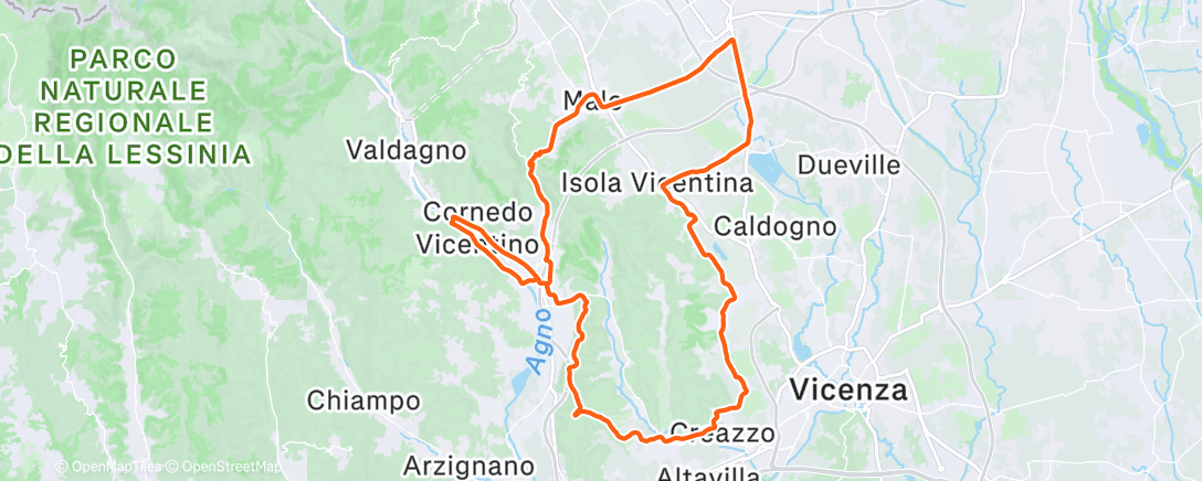 Map of the activity, Pedalata dell'ora di pranzo
