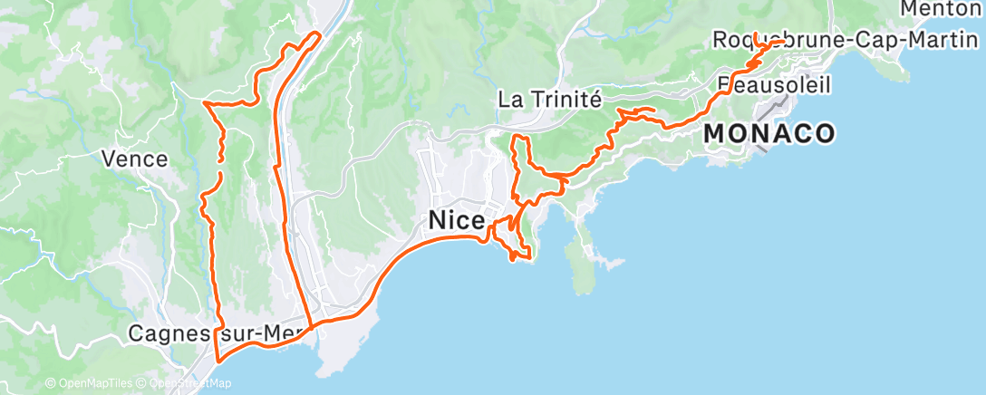 Map of the activity, Sortie vélo le midi