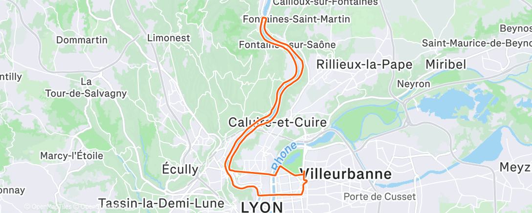 Map of the activity, Sortie vélo le midi