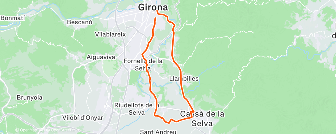 Map of the activity, Lunch Ride