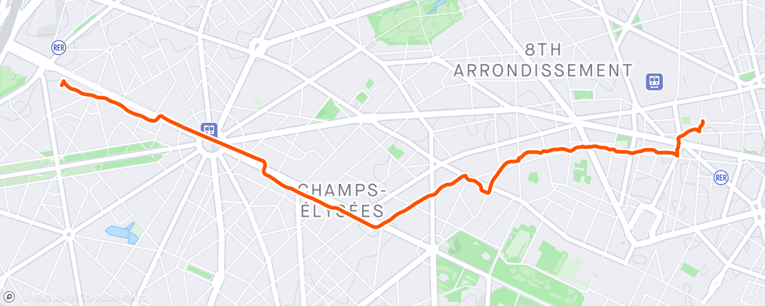 Map of the activity, Sortie vélo en soirée