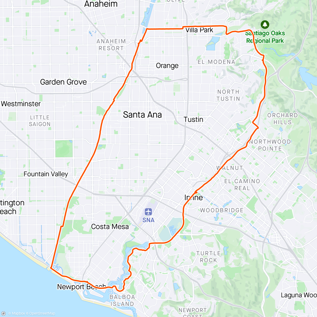 Map of the activity, “E” Overcast O.C.Loop
