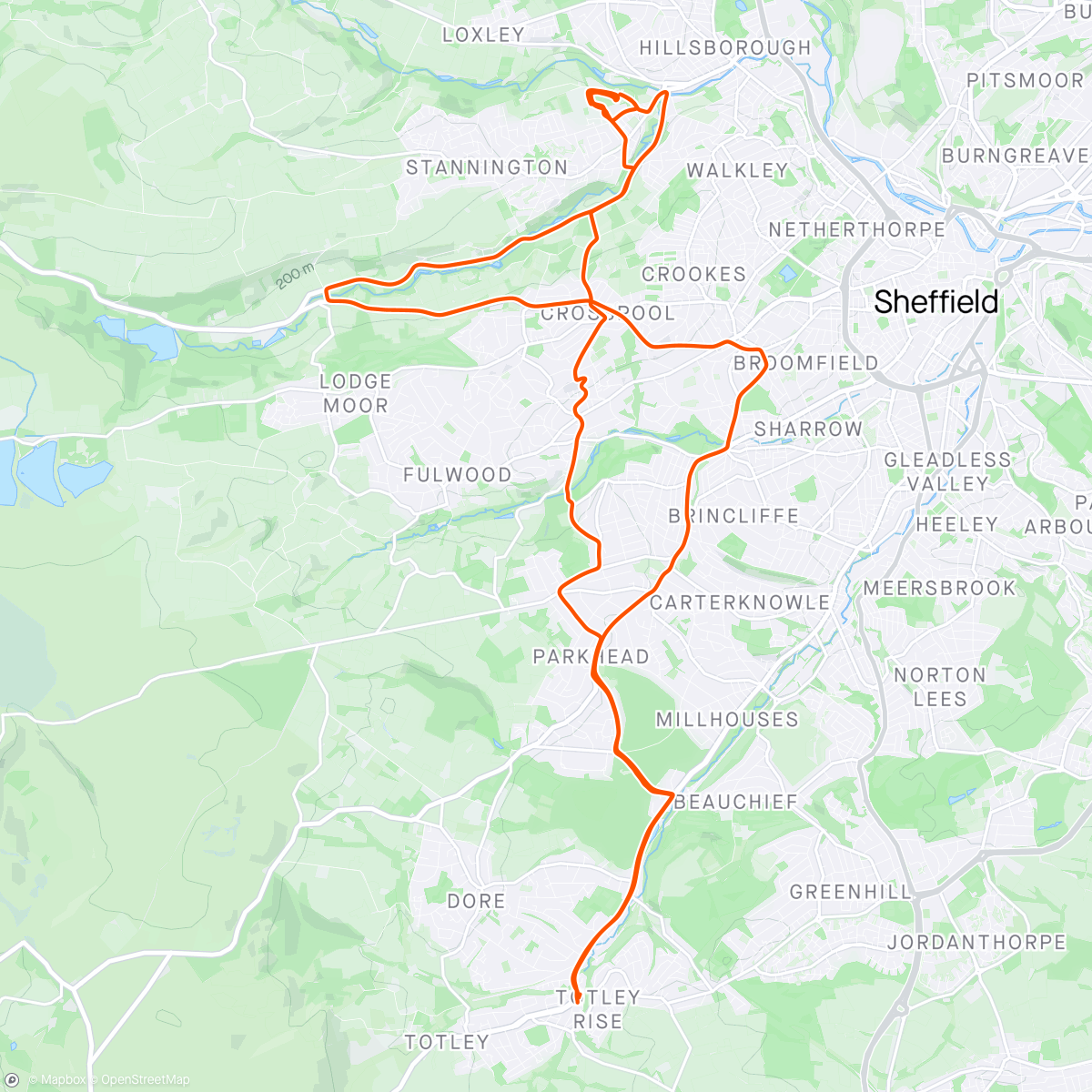 Map of the activity, 7 Hills Crit Training
