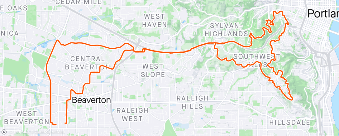 Map of the activity, Council Crest Loop