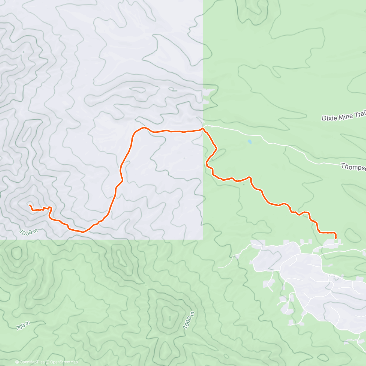 Map of the activity, Run to the Thompson Peak
