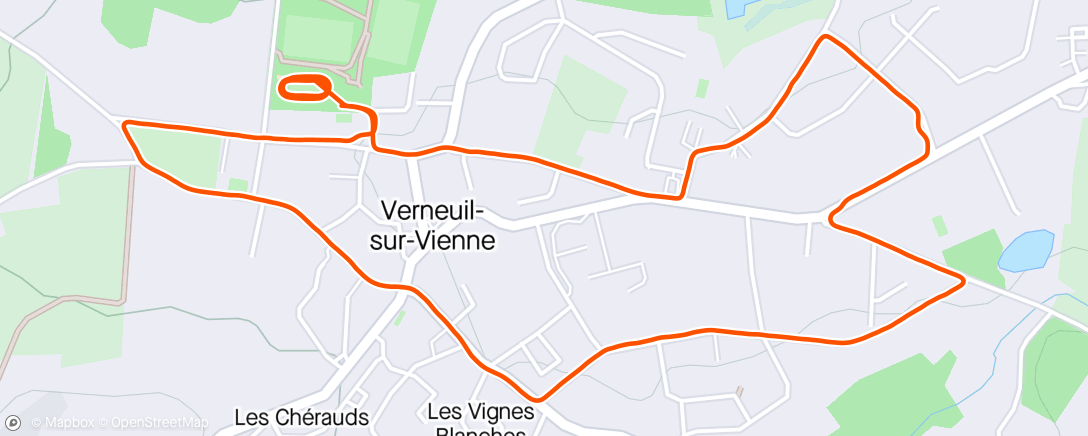 Map of the activity, Footing 30 mn + 6 x 1000 + récup