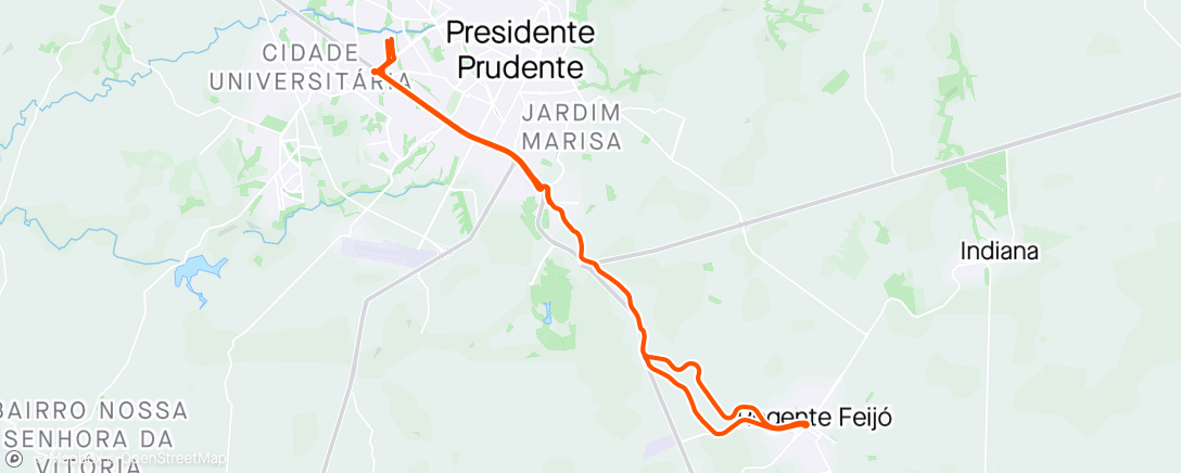 Map of the activity, Pedal noturno para Regente Feijó C38