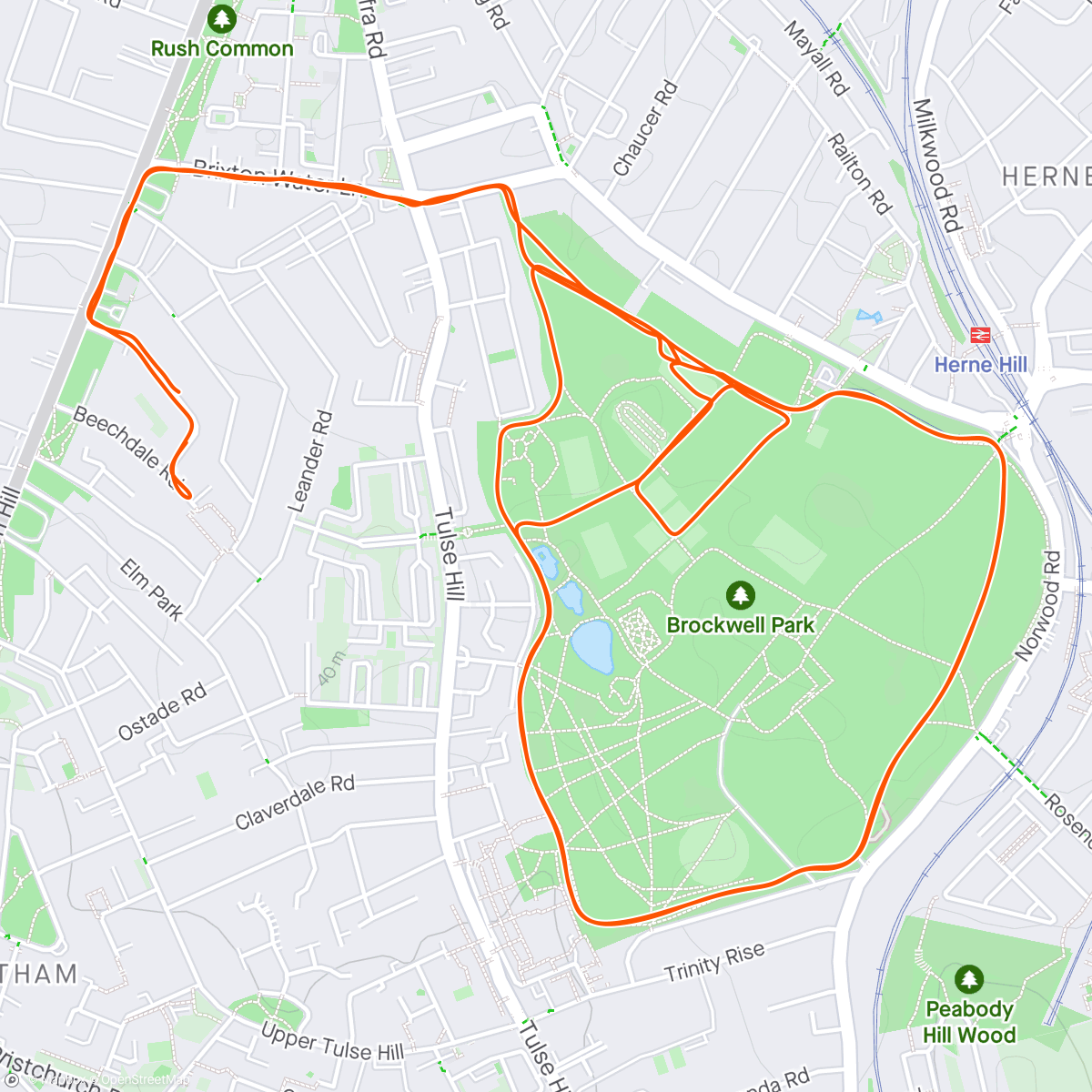 Mapa da atividade, 1st crack @ Brockwell ParkRun 🤠