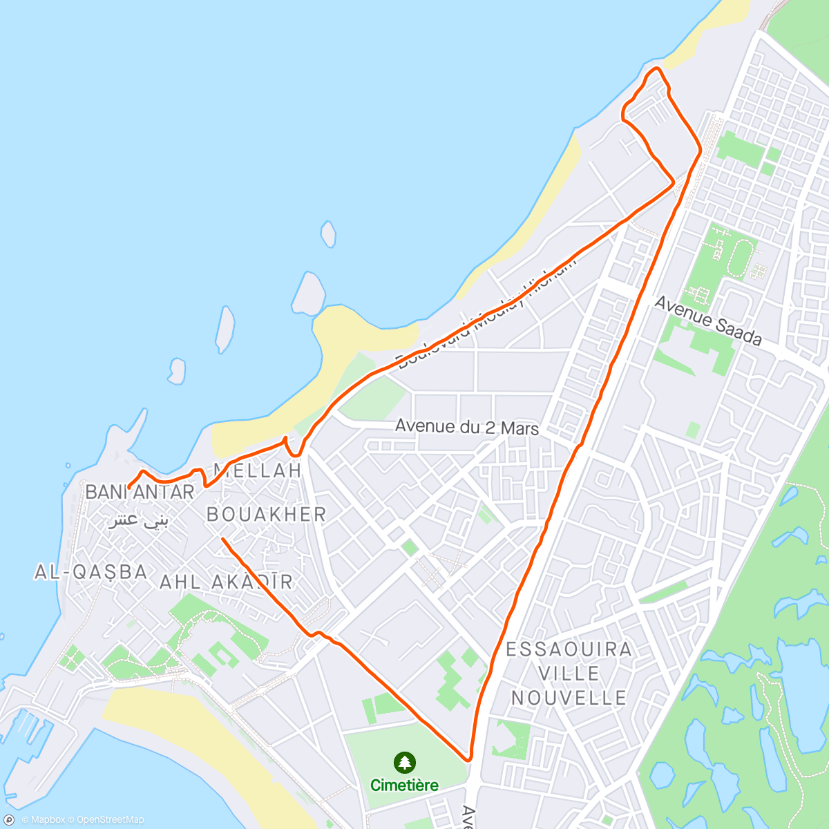 Mapa de la actividad (5km - Essaouira 🐪☀️)