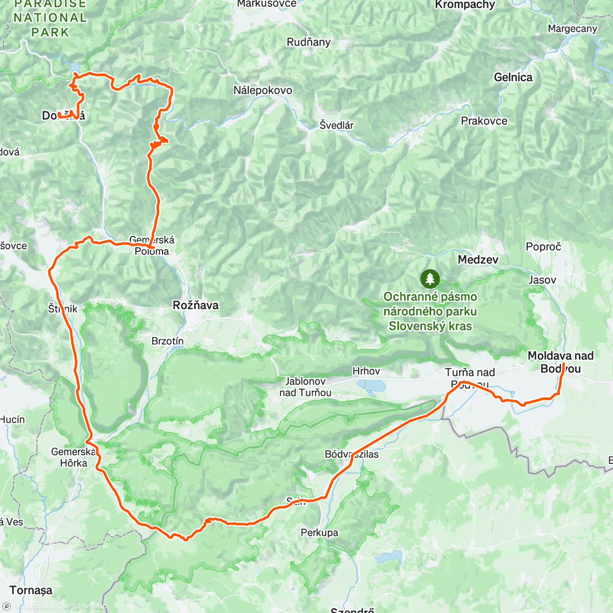 Map of the activity, Silniční kolo