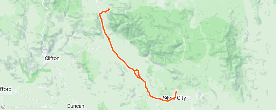 Map of the activity, Tour of the Gila stage 1: implosion. Not a good day