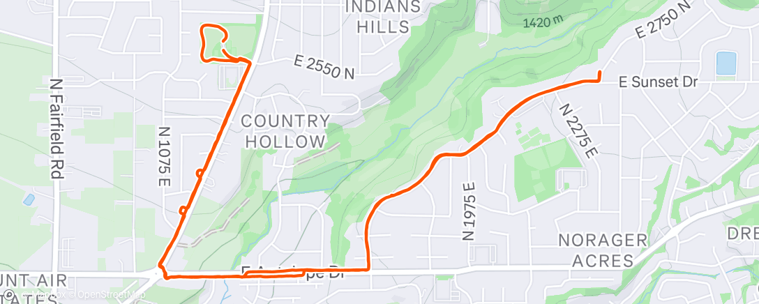 Map of the activity, Afternoon Hike