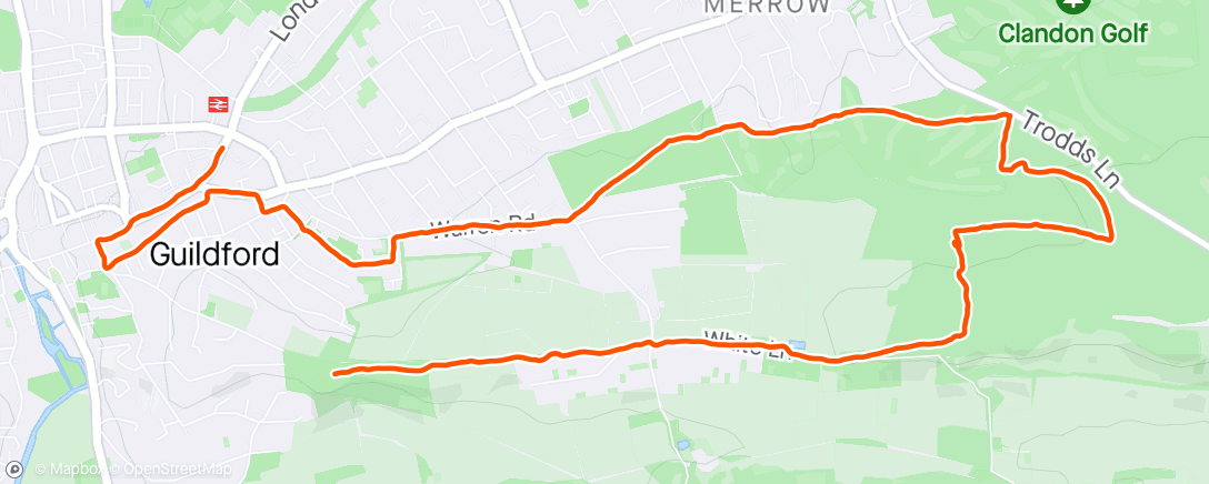 Карта физической активности (Friday Run Club via Merrow Downs and White Lane)