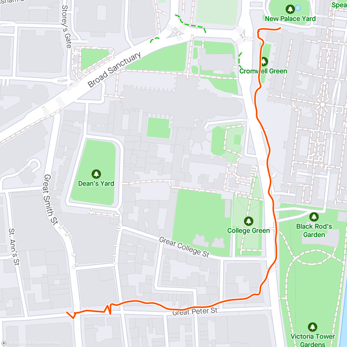Map of the activity, Walk to House of Commons