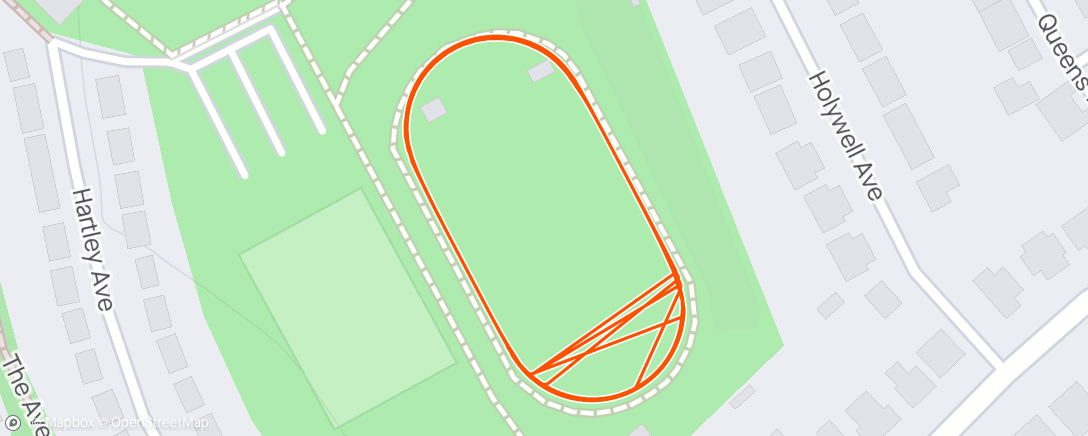 Map of the activity, 💚💛 Track Night - 4x 60m fly runs, jog recovery, 6x 300m @ 800m pace
