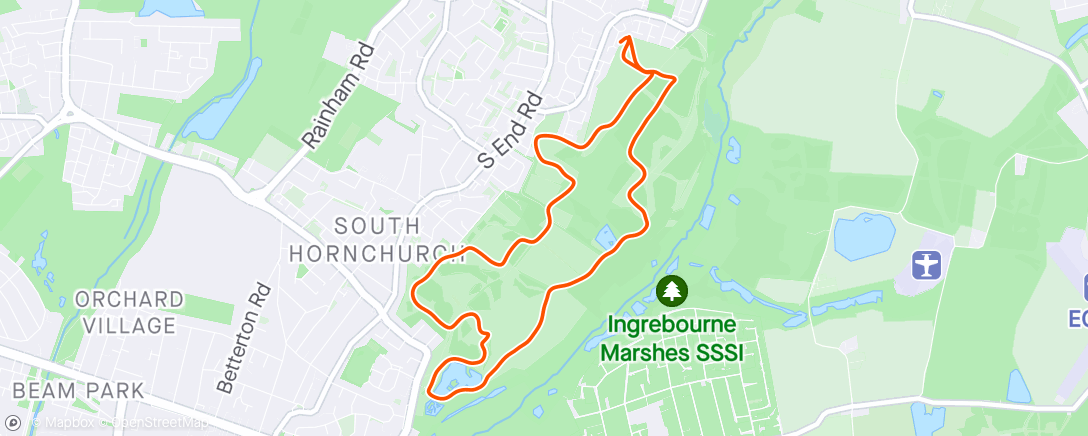 Map of the activity, Chilled run around the park before Football ⚒️