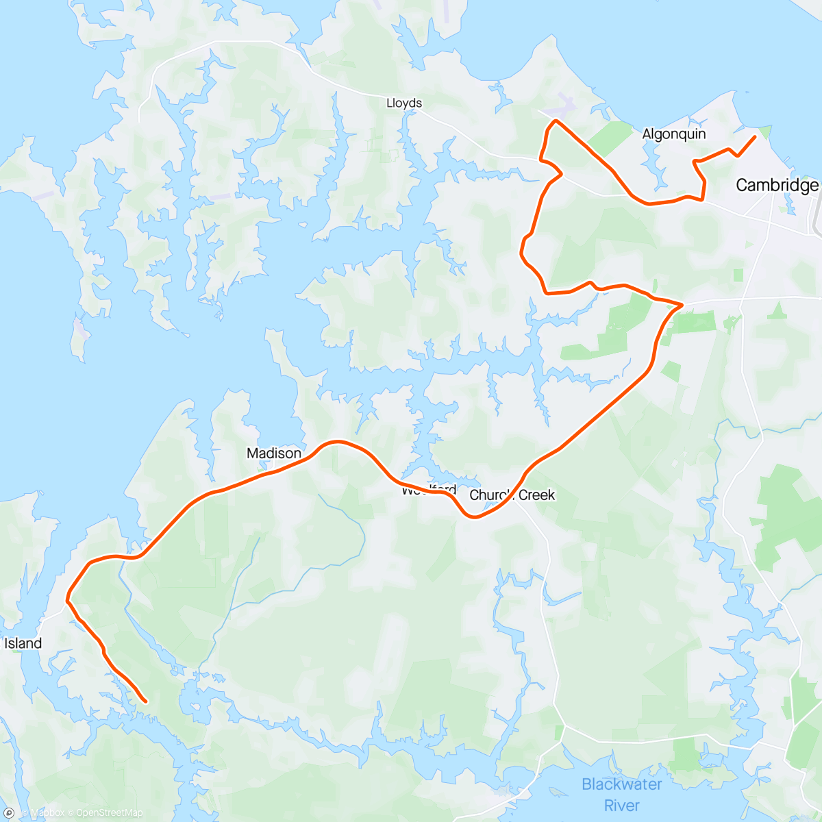 Карта физической активности (ROUVY - Eagleman | Gerry Boyle Park - Woolford Island)