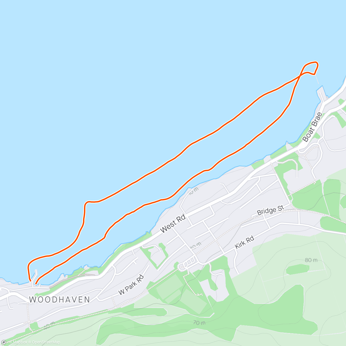 Map of the activity, Evening paddle on the Tay
