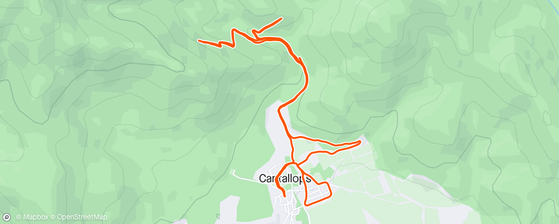 Map of the activity, 20' + 1 km pujada + refredament