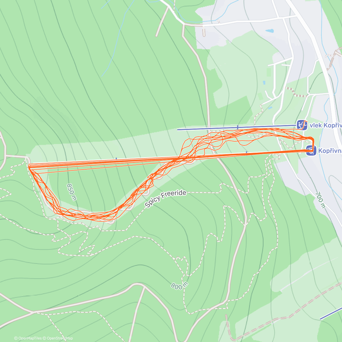 Карта физической активности (Dnes lidí už fakt hodně, pak lidí ubyvali,ale o to víc zima a vichr)